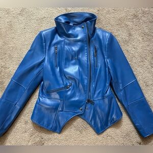 G.I.L.I. Qvc Peplum Motorcycle rockstar Leather Jacket- blue
NWT